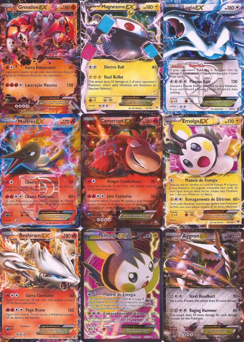 Lote Cartas Pokemon 200 Cartas + 10 Raras + 1 Gx, Ex Ou 