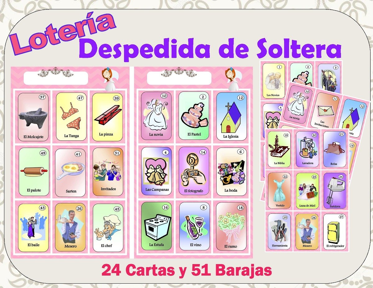 Lotería Para Despedida De Soltera Imprimible - $ 65.00 en 