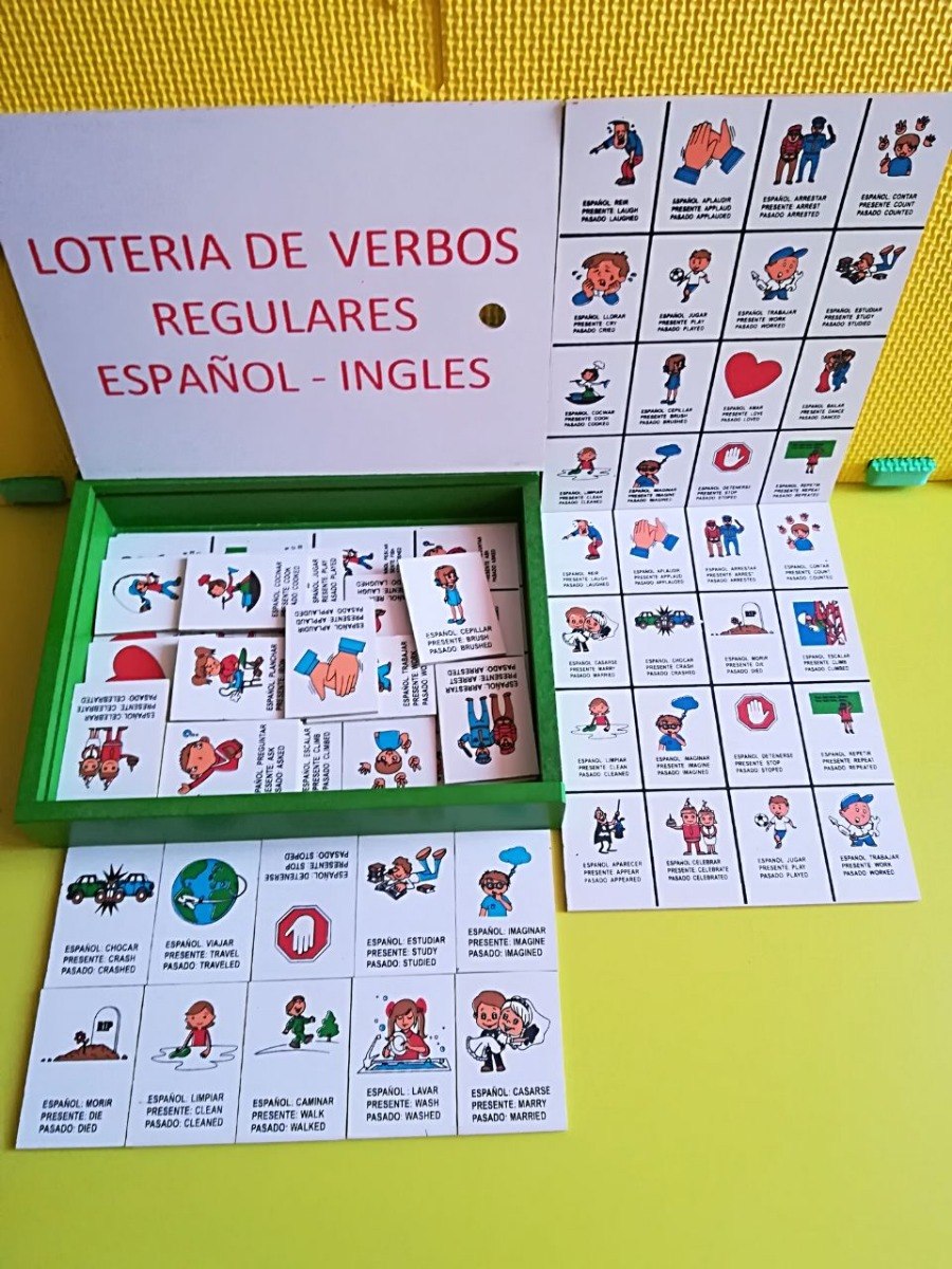Lotería Verbos Regulares Español-inglés Material Didáctico ...