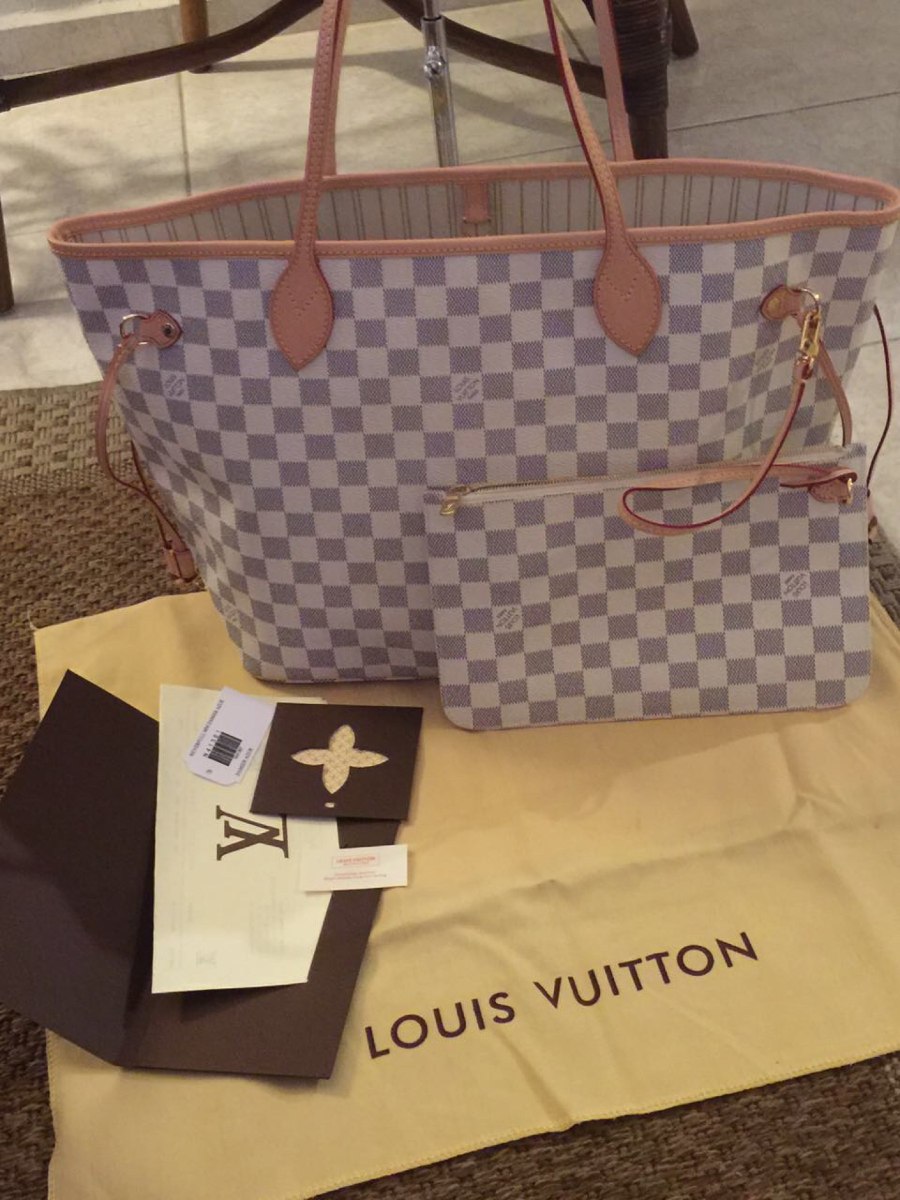 Louis Vuitton Neverfull Damier Azur Gm Lv Bolsa!!! - $ 9,500.00 en Mercado Libre