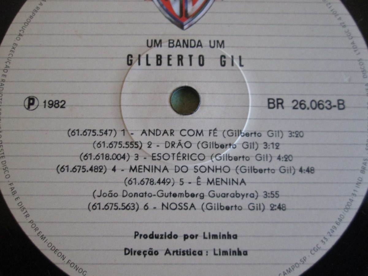Lp Gilberto Gil - Um Banda Um (1982) - R$ 40,00 em Mercado Livre