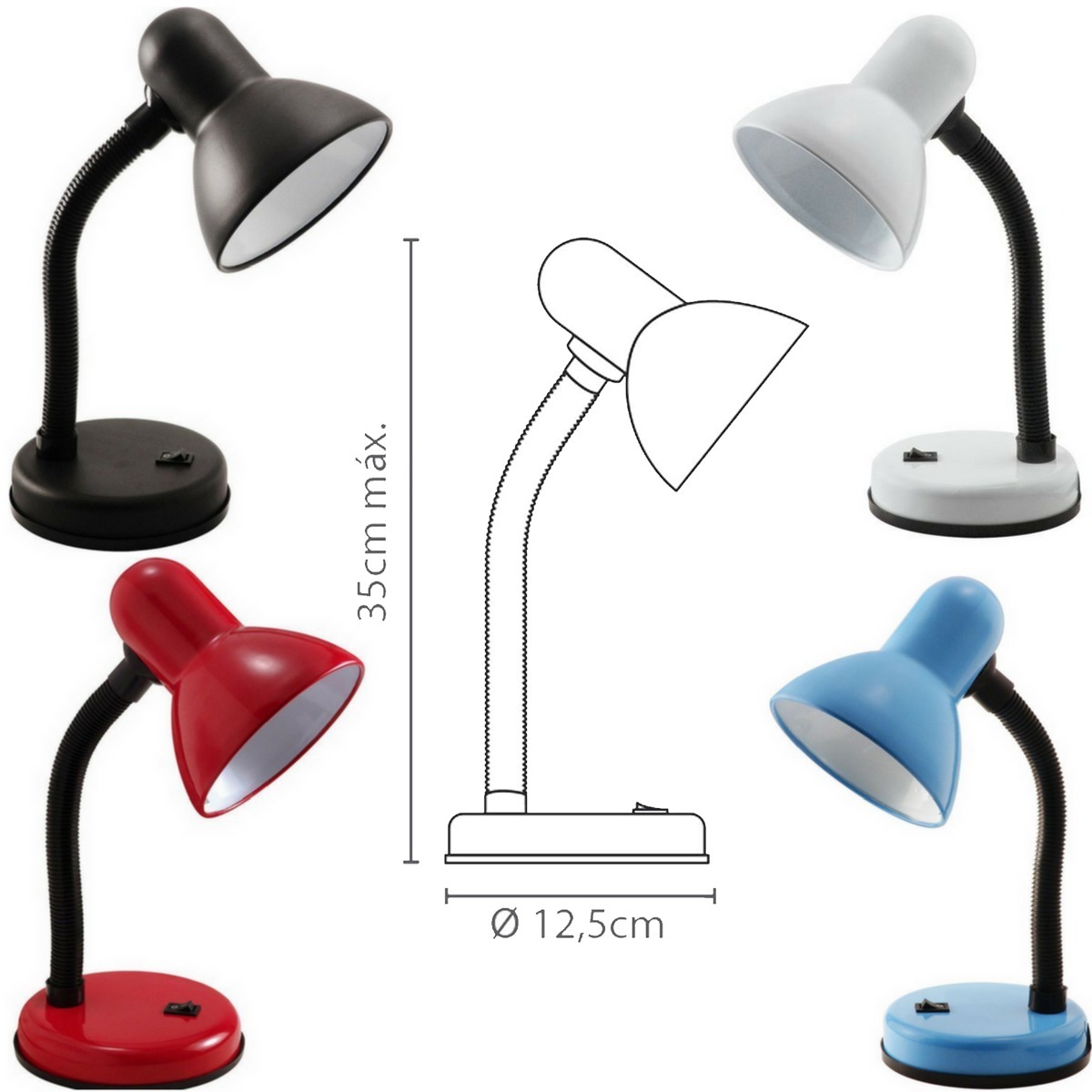 Lumin Ria De Mesa Haste Flexivel Leitura Bivolt E27 Cores R 36 49 Lumin Ria De Mesa Haste Flexivel Leitura Bivolt E27 Cores R 36 49