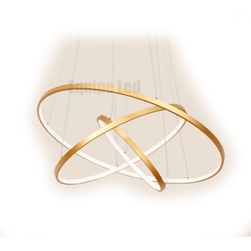 Lustre Pendente Moderno 3 Anéis Led 3 Arco Dourado Bivolt  