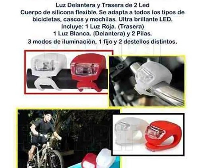 2 Luces de silicona bicicleta Led delantera y trasera Blanca//Roja