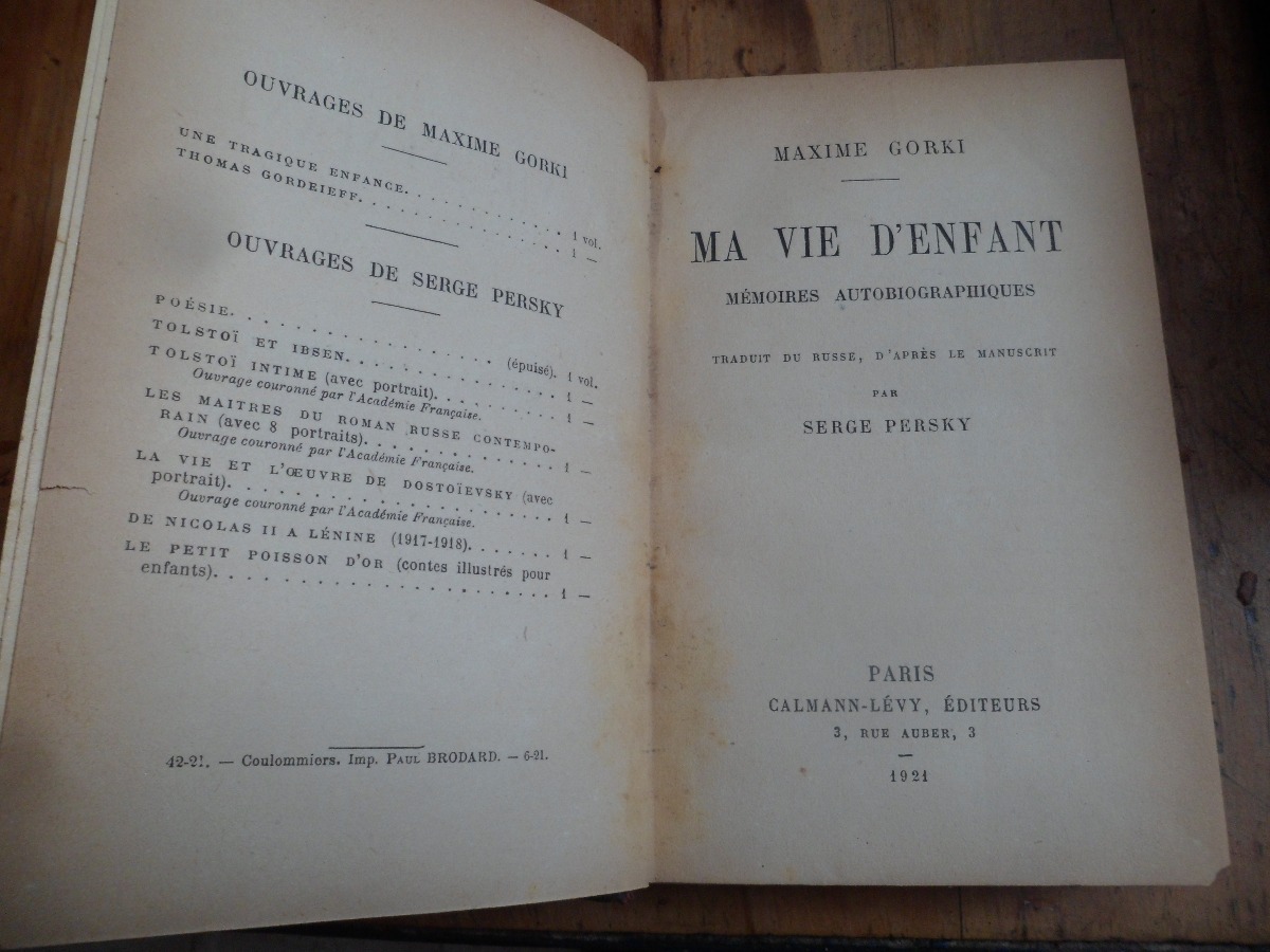 Ma Vie Denfant Maxime Gorki 1921 Primera Edicion 80000 - 