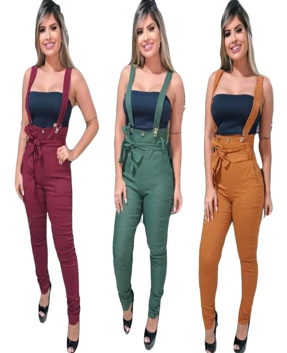 BBELLA \u0026 BONITA | Macacão Salopete Jardineira Calça Suspensório Feminino Laço - R$ 161,07