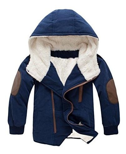 Mallimoda Boys Thick Cotton-Padded Parka Jacket Hooded Fleece Coat