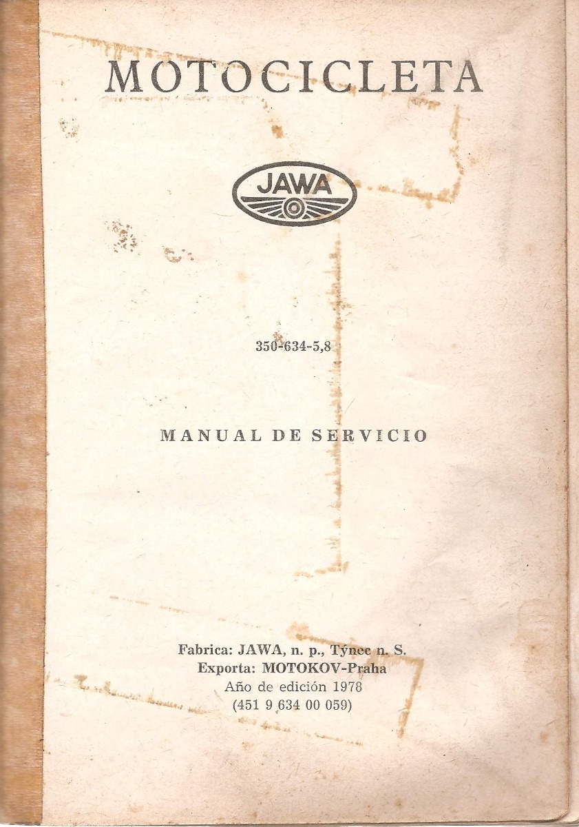 Manual De Jawa 350 634 Año 1978 En Español Para Pc 35000