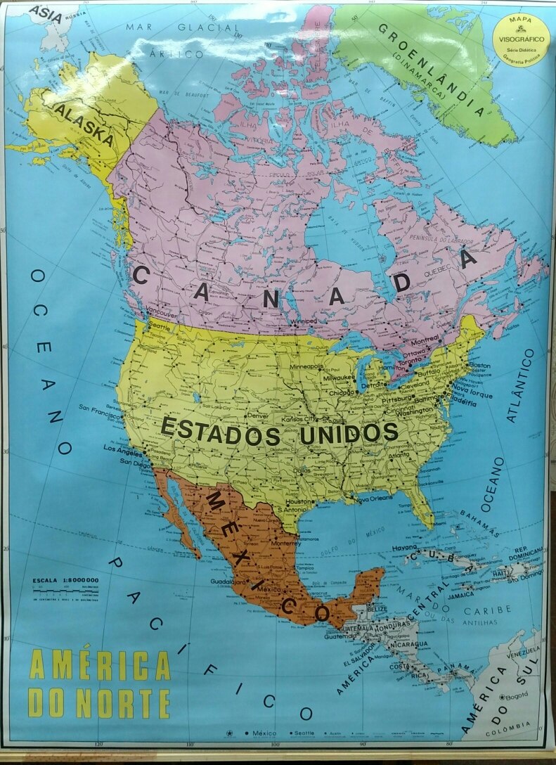 Mapa America Do Norte Em Lona 0,88 X 1,20 - R$ 19,00 em Mercado Livre