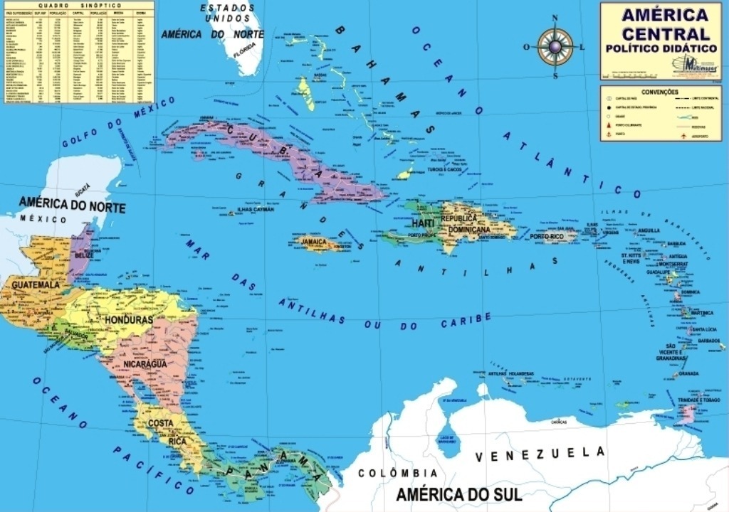 Mapa Da América Central - Político- 117 X 89 Cm-frete