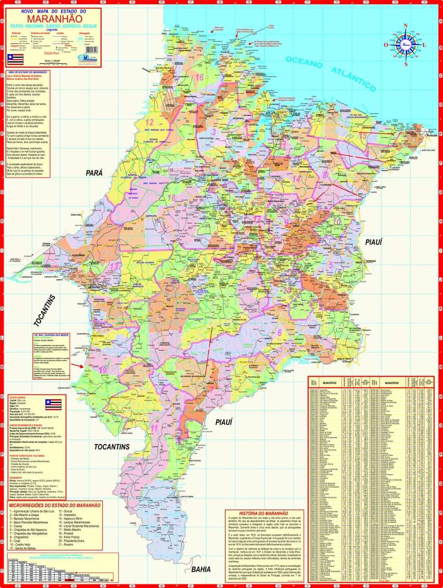 Mapa Do Estado Do Maranhão-político- 89 X 117 Cm -frete 6 ... Mapa Do Estado Do Maranhão-político- 89 X 117 Cm -frete 6 ...