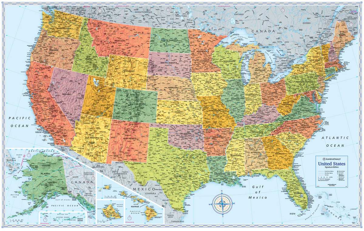 Mapa Estados Unidos Eua Usa Importado - R$ 77,00 em Mercado Livre