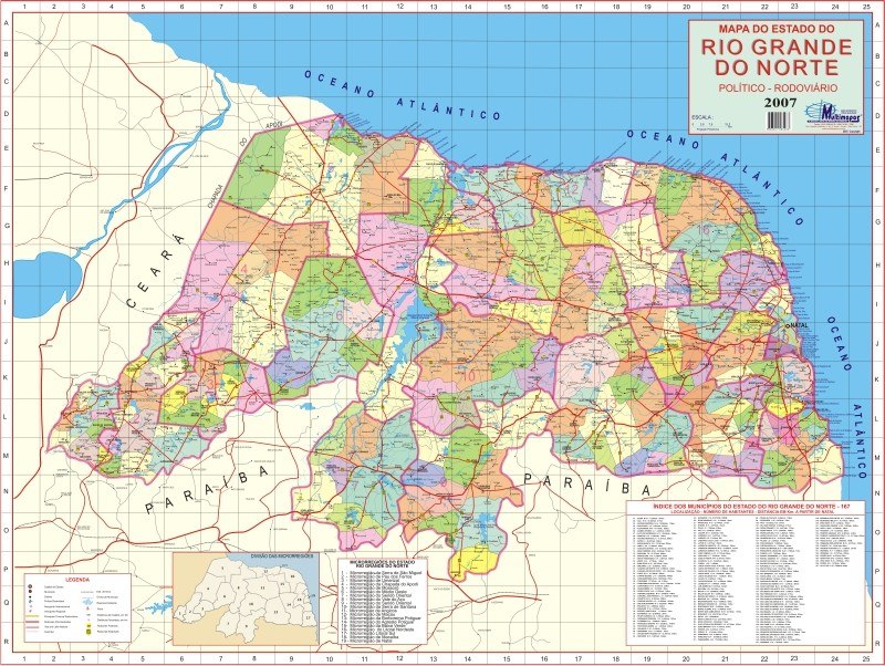 Mapa Geo Político E Rodoviário Do Estado Rio Grande Do 