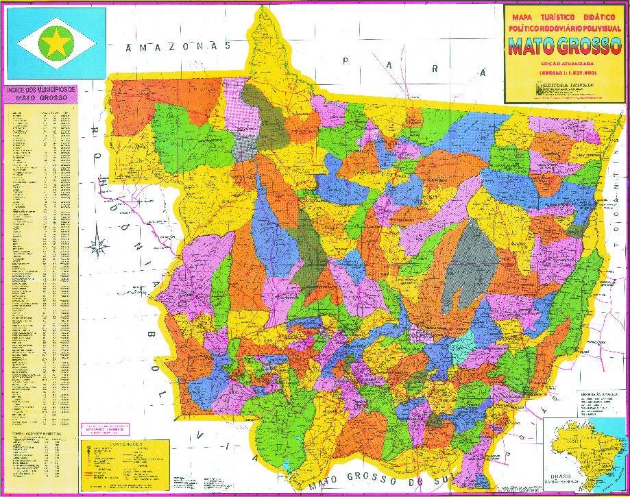 Mapa Geo Politico Rodoviario Gigante Estado Do Mato Grosso D NQ NP 20208 MLB20185912615 102014 F 