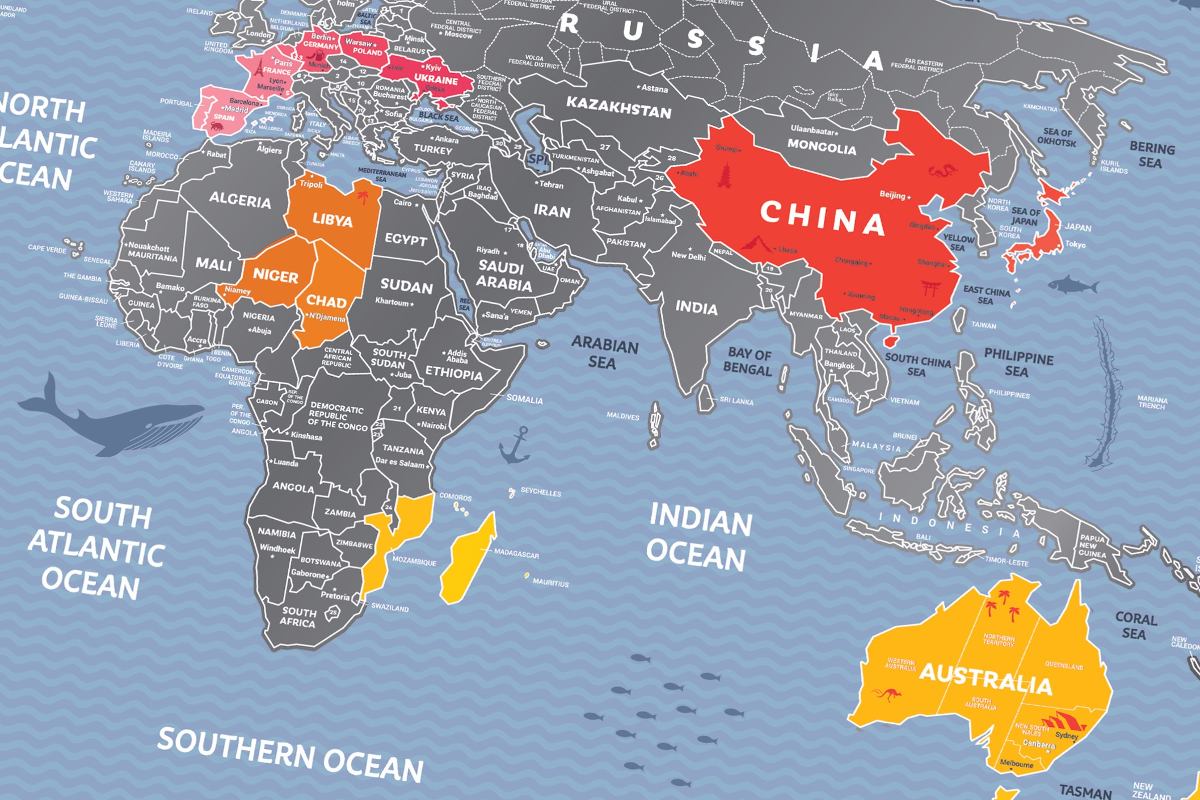 Mapa Mundi Raspar Países Color - Muito Lindo - Frete Grátis - R$ 100,00