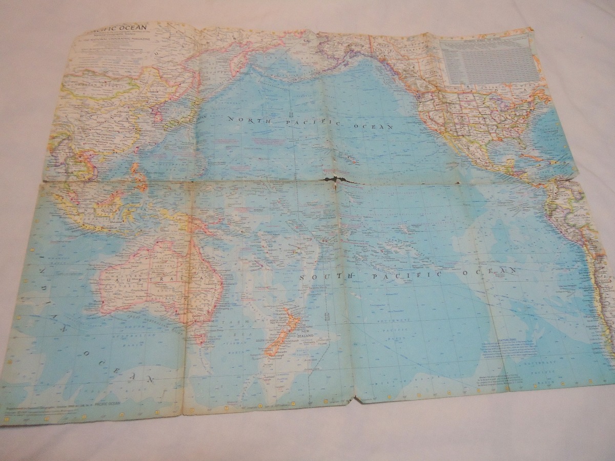 Mapa National Geographic Oceano Pacífico 1969 - R$ 28,00 