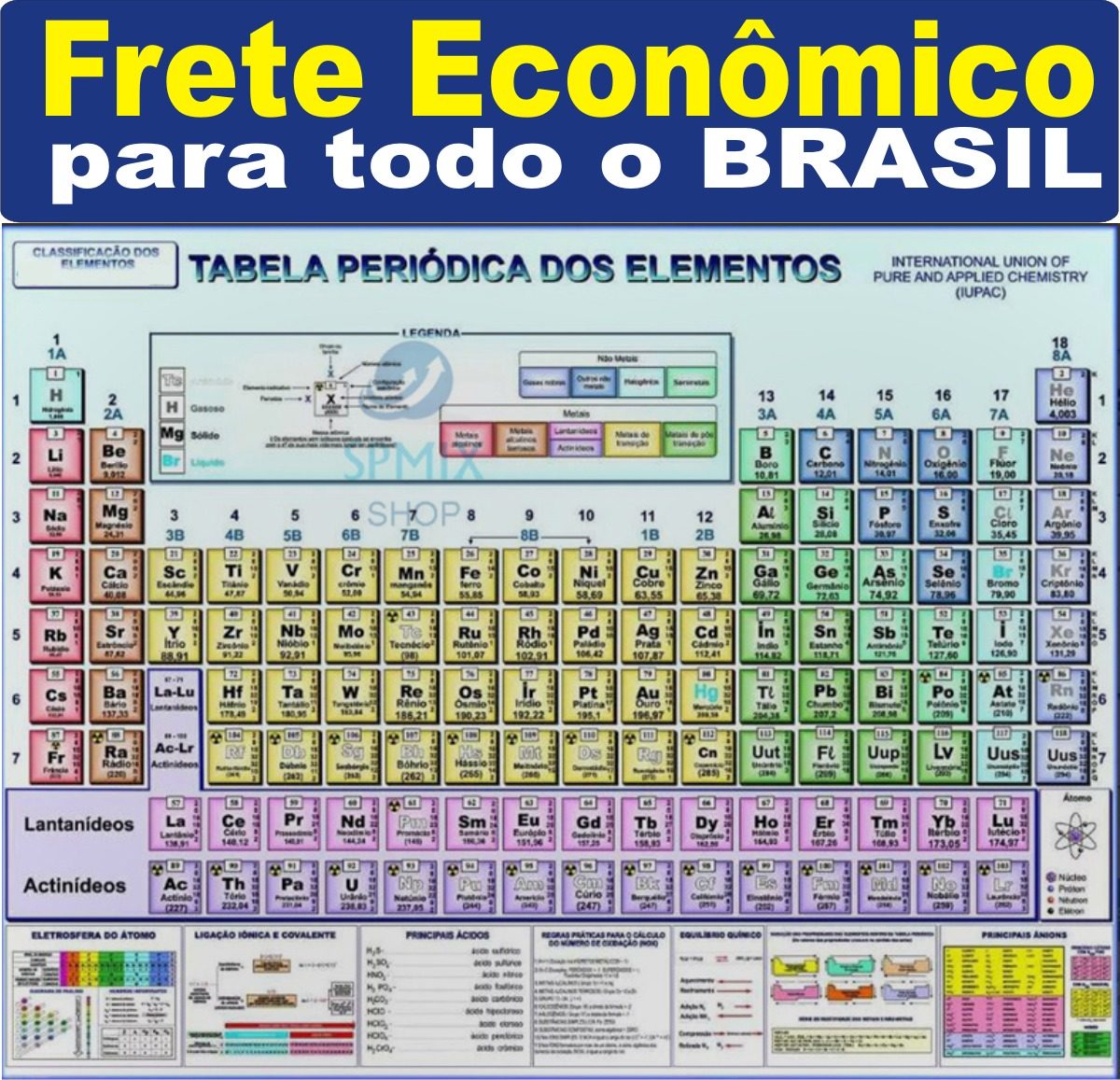 Mapa Tabela Periódica Elementos Químicos 120x90 Frete R10 R 1499
