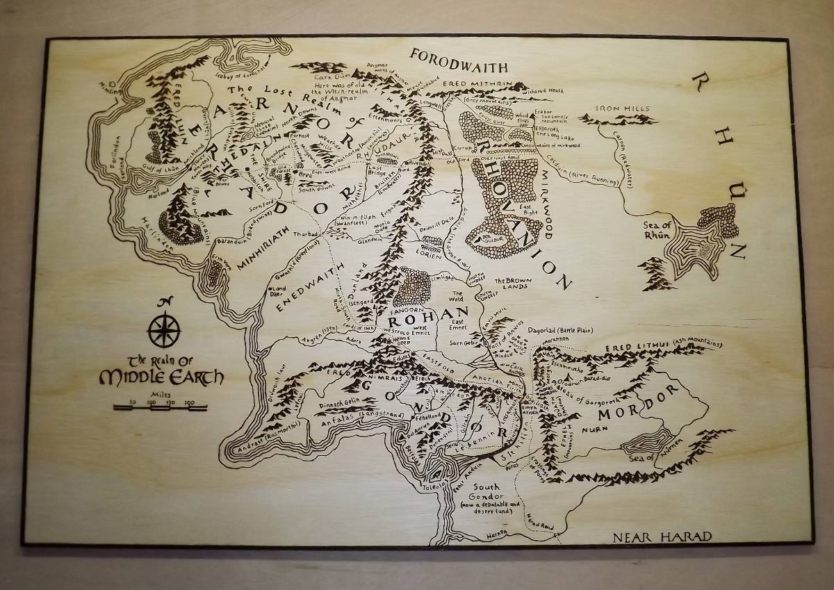 Mapa Terra Média Senhor Dos Anéis Middle Earth Quadro - R 