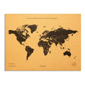 Mapamundi Corcho Pineable Mapa Mundo Madera Negro World Map