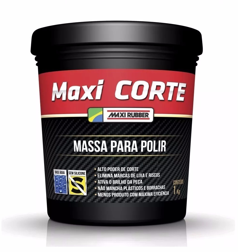 Massa De Polir Maxi Rubber Massa De Polimento Automotivo Carro + Cera Maxi Corte Rubber - R$ 44,00
