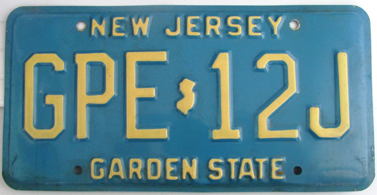 Matricula Usa. New Jersey Para Auto 