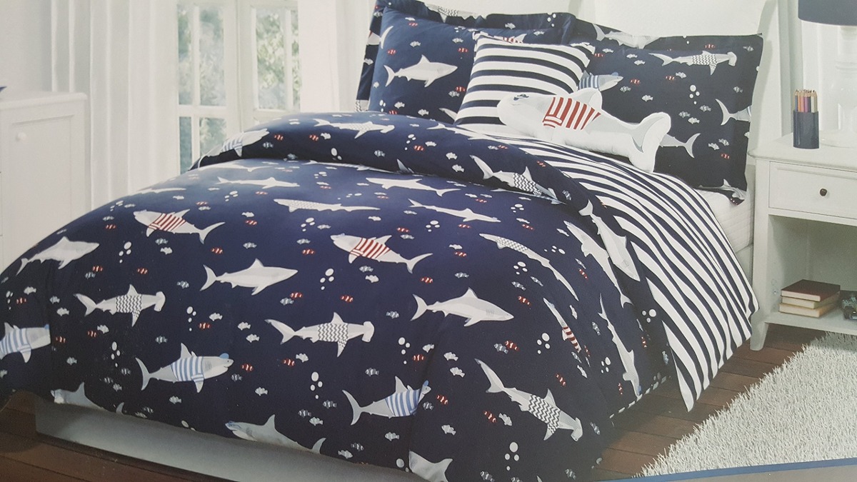 Max Studio Comforter Set Twin 4 Pc Sharks Fish Ocean Life B