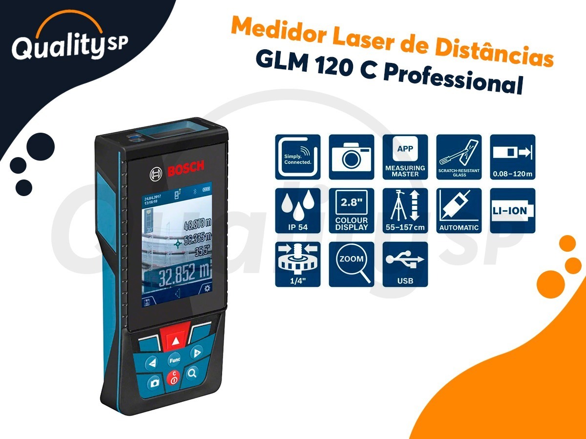 Medidor De Distancia A Laser Bosch Glm 120 C Bluetooth R 1 499