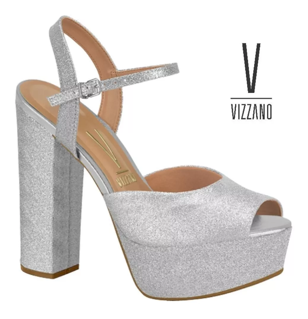 sandalia vizzano glitter prata