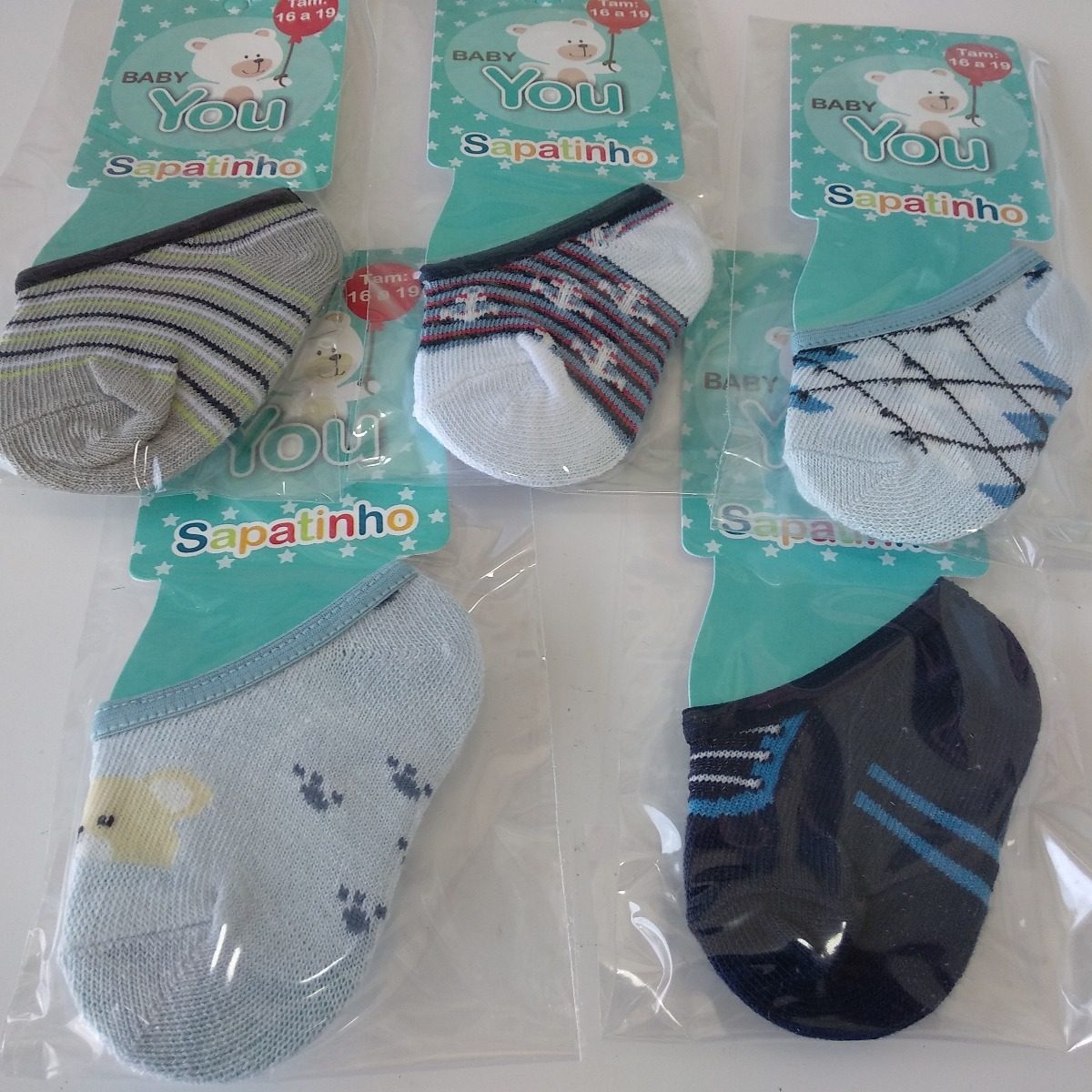 Meia Sapatinho Sapatilha Bebê Menino 6 A 9 Meses Kit 3 Pares - R$ 20,00 em Mercado Livre