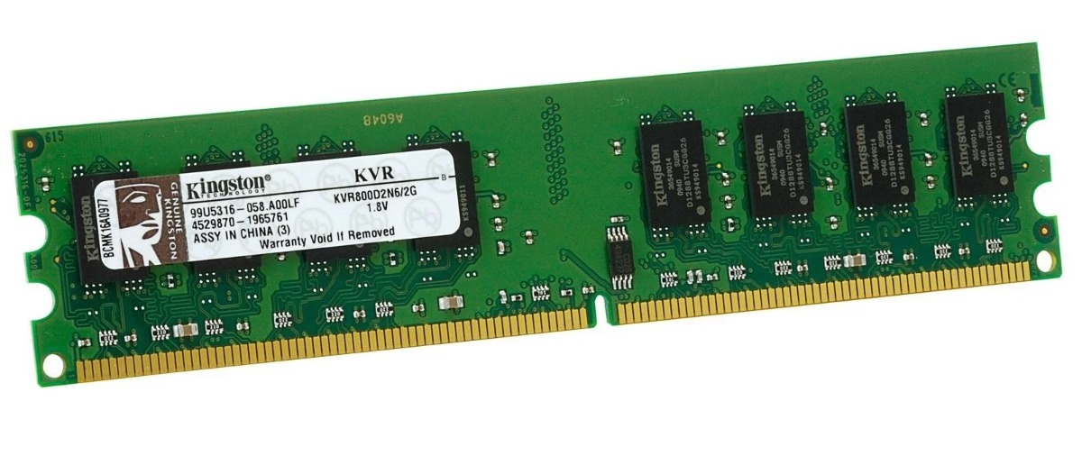 Memória Kingston Ddr2 2gb 800mhz Cl6 Pc2-6400 Kvr800d2n6