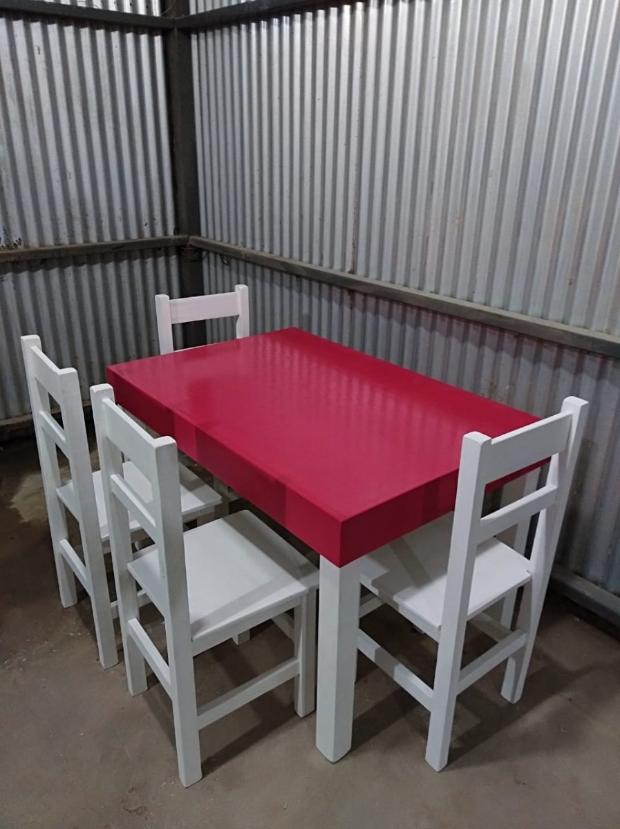 Mesa Cocina Comedor 120 + 4 Sillas Pintadas Laqueadas Maciza ... Mesa Cocina Comedor 120 + 4 Sillas Pintadas Laqueadas Maciza ...