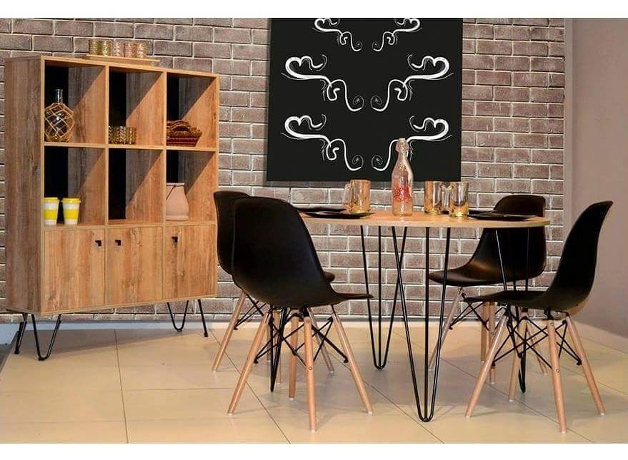Mesa Comedor 120 Cm Redonda Madera Hierro Diseño Industrial ... Mesa Comedor 120 Cm Redonda Madera Hierro Diseño Industrial ...