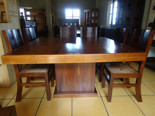 Mesa comedor con 8 sillas madera encino americano cuadrada ... Mesa de madera para comedor