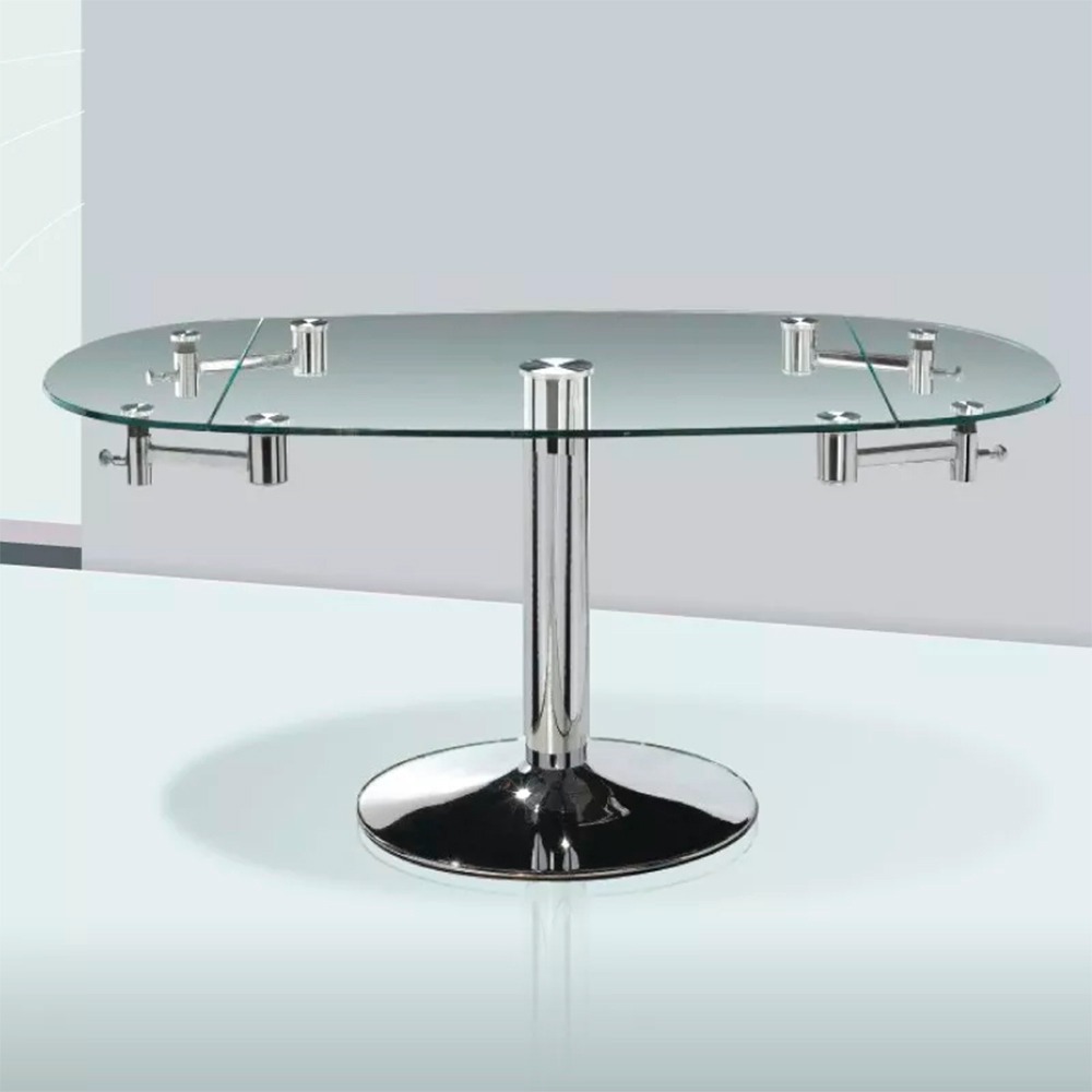 Mesa Comedor Extensible Vidrio Pie Central Buena Luz Hogar ... Mesa Comedor Extensible Vidrio Pie Central Buena Luz Hogar ...