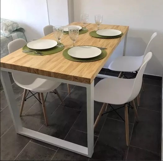 Mesa Comedor Industrial Madera Hierro (160x80x6cm) A Medida ... Mesa Comedor Industrial Madera Hierro (160x80x6cm) A Medida ...