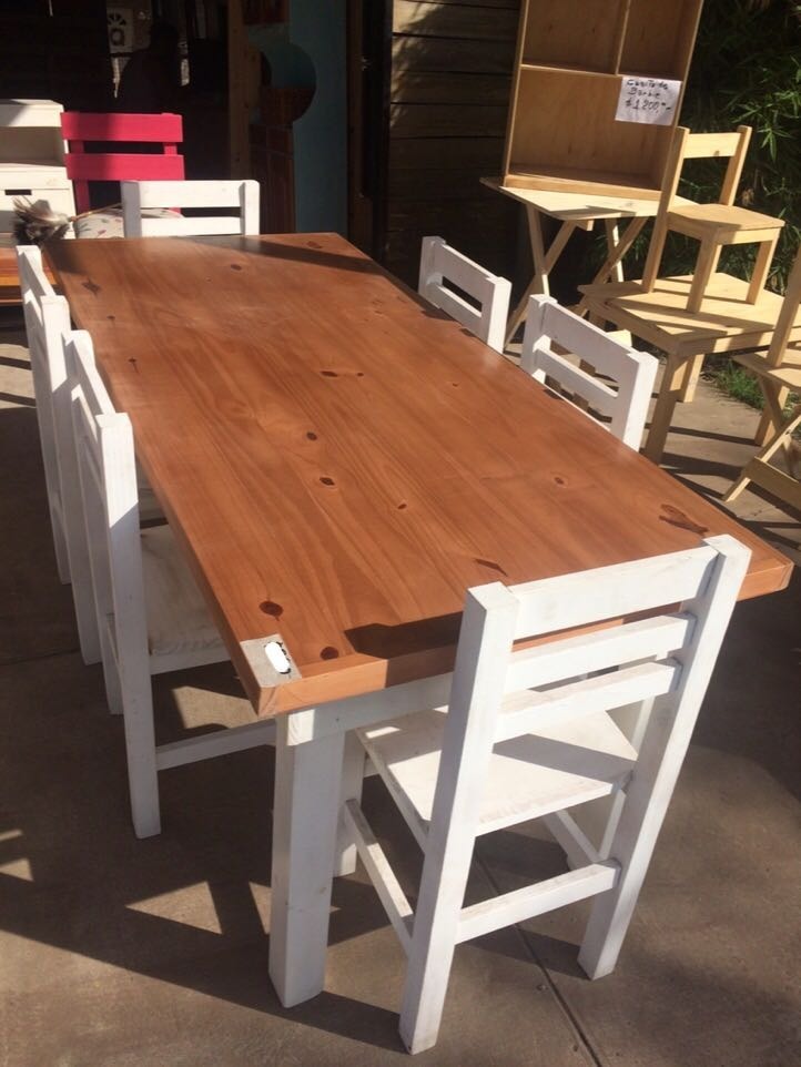 Mesa Comedor Pino 1,80 X 0,80 + 8 Sillas Sin Pintar. Envios Mesa Comedor Pino 1,80 X 0,80 + 8 Sillas Sin Pintar. Envios