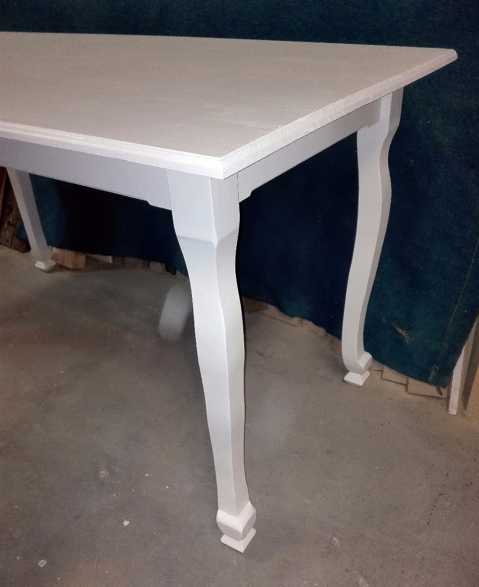 Mesa Comedor Pino Macizo Blanca 80 X 160 Cm.pata Provenzal Mesa Comedor Pino Macizo Blanca 80 X 160 Cm.pata Provenzal