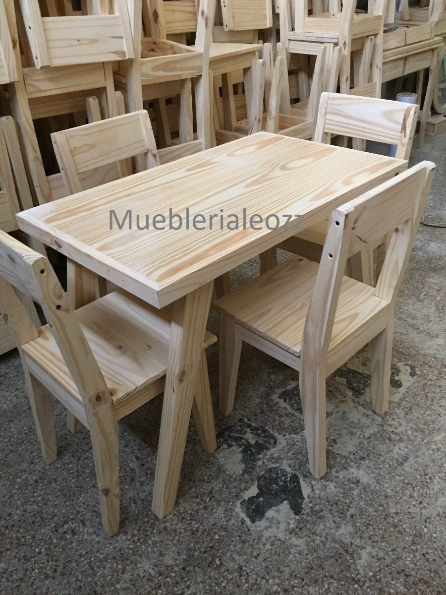 Mesa Comedor Pino Vintage 1mtrox80+ 4 Sillas Reforzadas Mesa Comedor Pino Vintage 1mtrox80+ 4 Sillas Reforzadas