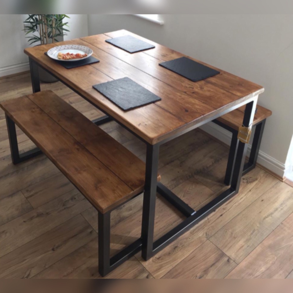 Mesa Con Bancos Para Comedor En Hierro Y Madera - $ 18.600,00 en ... Mesa Con Bancos Para Comedor En Hierro Y Madera - $ 18.600,00 en ...