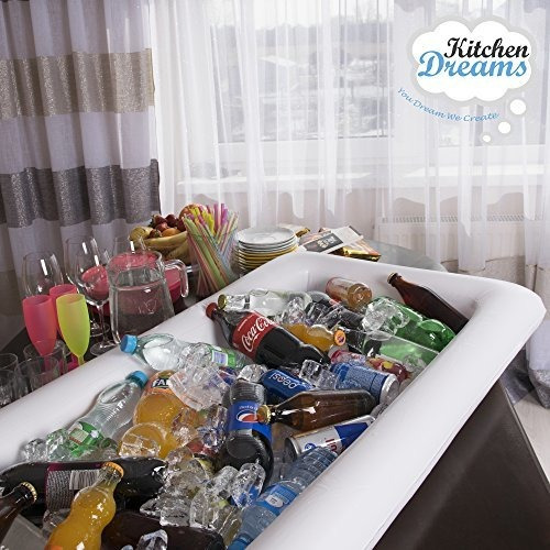 para fiestas indor y uso al aire libre mantiene tus ensaladas y bebidas fr/ías Barra hinchable para mesa de piscina 2 unidades de bandeja grande para buffet con tap/ón de drenaje
