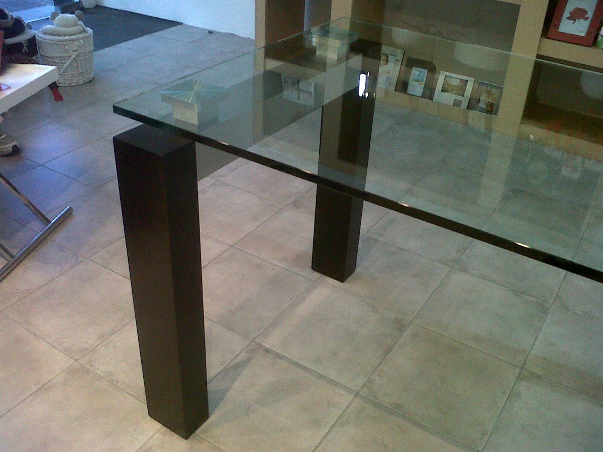 Mesa De Comedor De Vidrio Con Patas De Madera - $ 60.000,00 en ... Mesa De Comedor De Vidrio Con Patas De Madera - $ 60.000,00 en ...