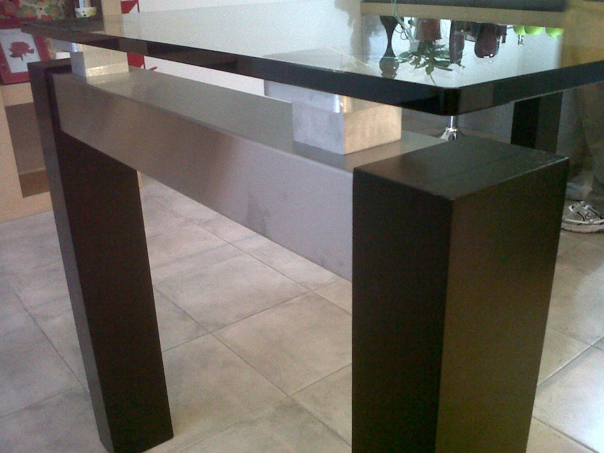 Mesa De Comedor De Vidrio Con Patas De Madera - $ 45.000,00 en ... Mesa De Comedor De Vidrio Con Patas De Madera - $ 45.000,00 en ...