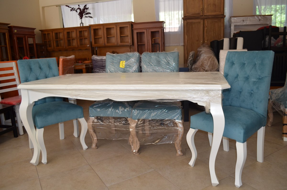 Mesa De Comedor Estilo Provenzal Blanco + 8 Sillas Capitone ... Mesa De Comedor Estilo Provenzal Blanco + 8 Sillas Capitone ...