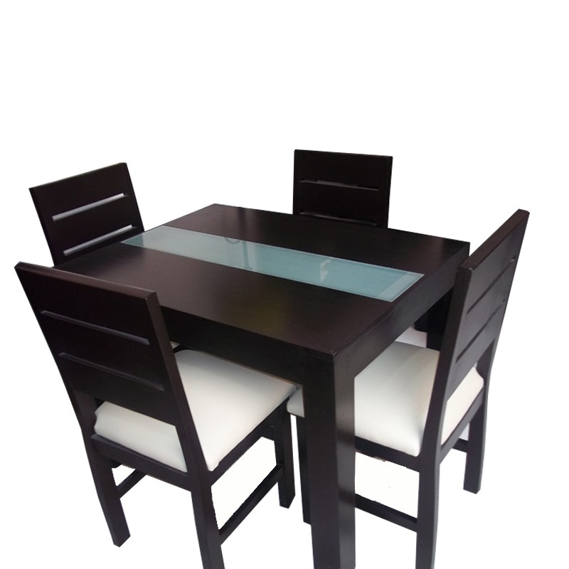 Mesa De Comedor Minimalista Con Vidrio Con 4 Sillas ...