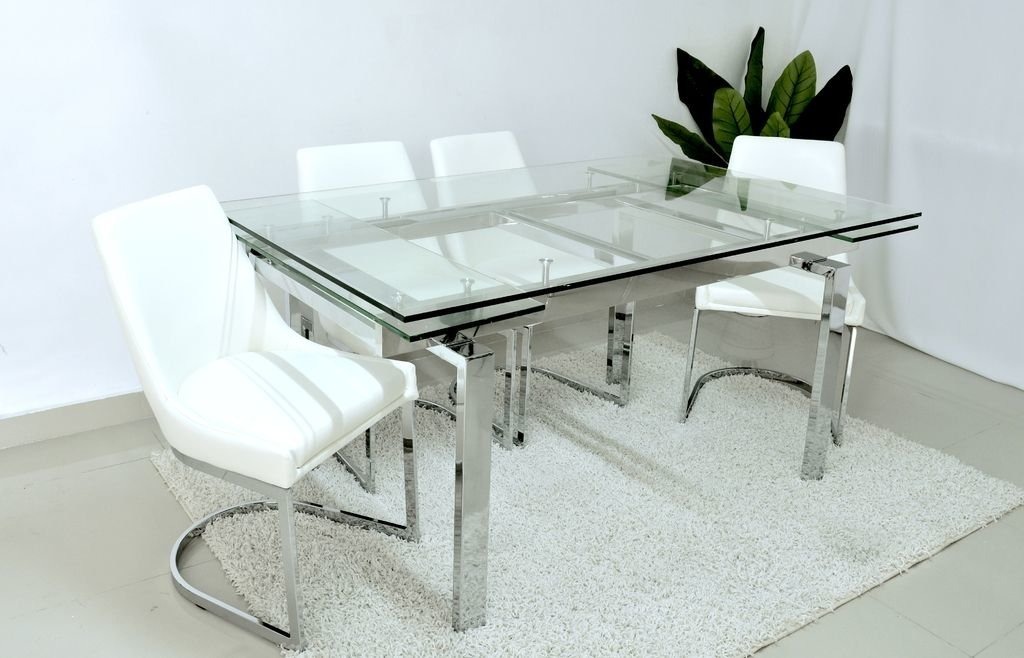 Mesa De Comedor Vidrio Templado Y Cromo 1.60 Extensible 2.20 ... Mesa De Comedor Vidrio Templado Y Cromo 1.60 Extensible 2.20 ...