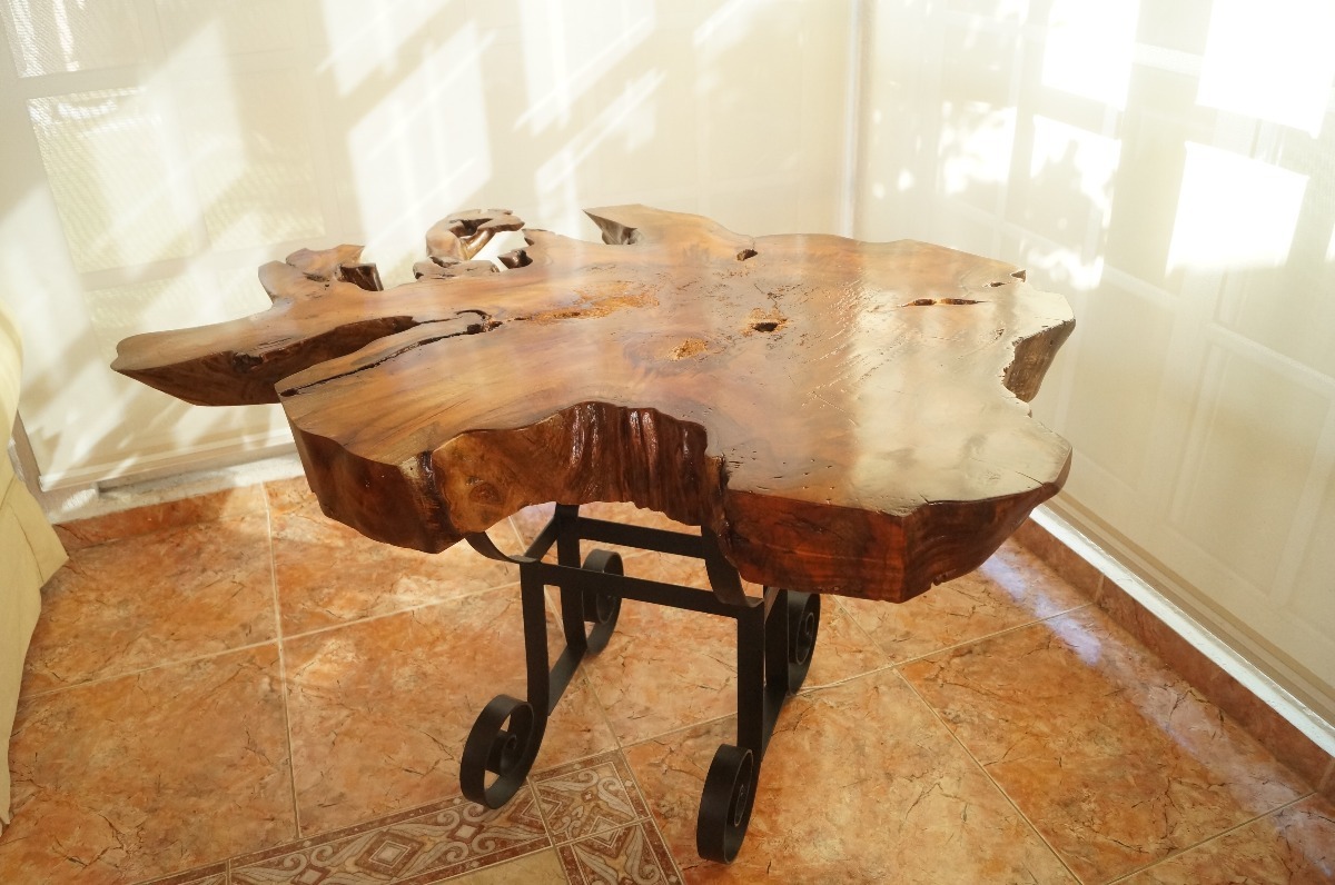 Mesa De Raiz De Arvore Mesa De Raíz De Cedro Con Base De Herreria - $ 9,800.00 en Mercado Libre