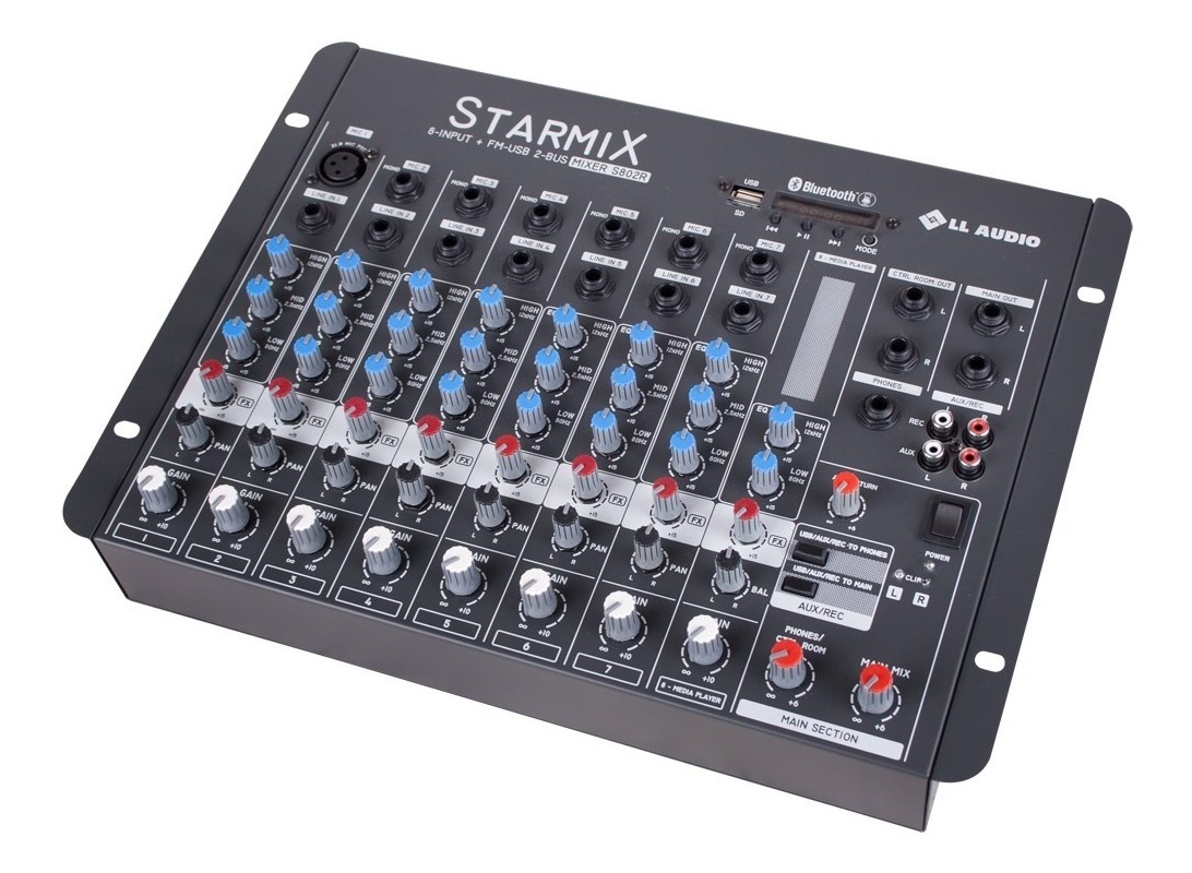 Mesa De Som Mixer Starmix 8 Canais S802r Bt Usb Bluetooth