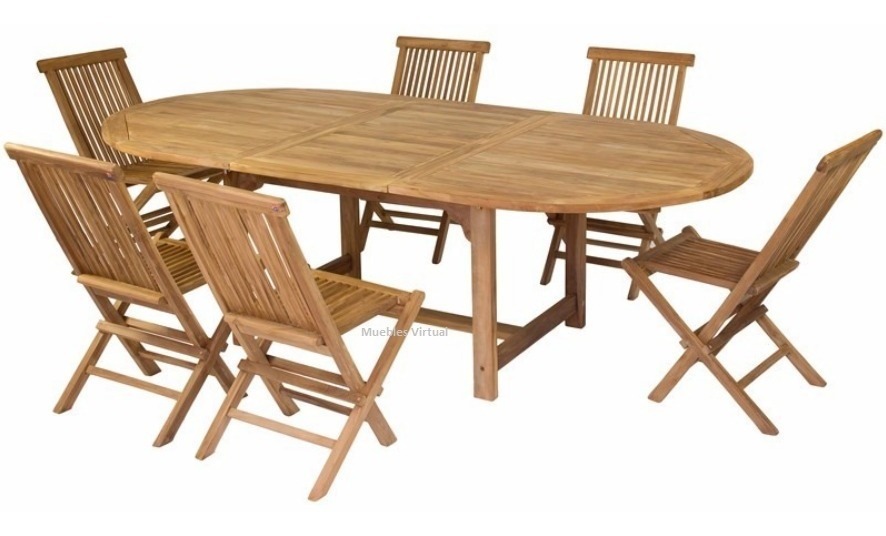 De Mesa Jardin Madera Extensible Plegables Y Sillas Teka 80kOPwXn