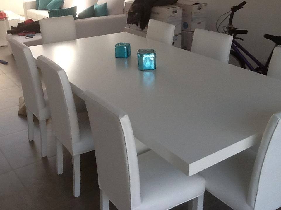 Mesa laqueada para 8 personas con base central 110 x 200 ...