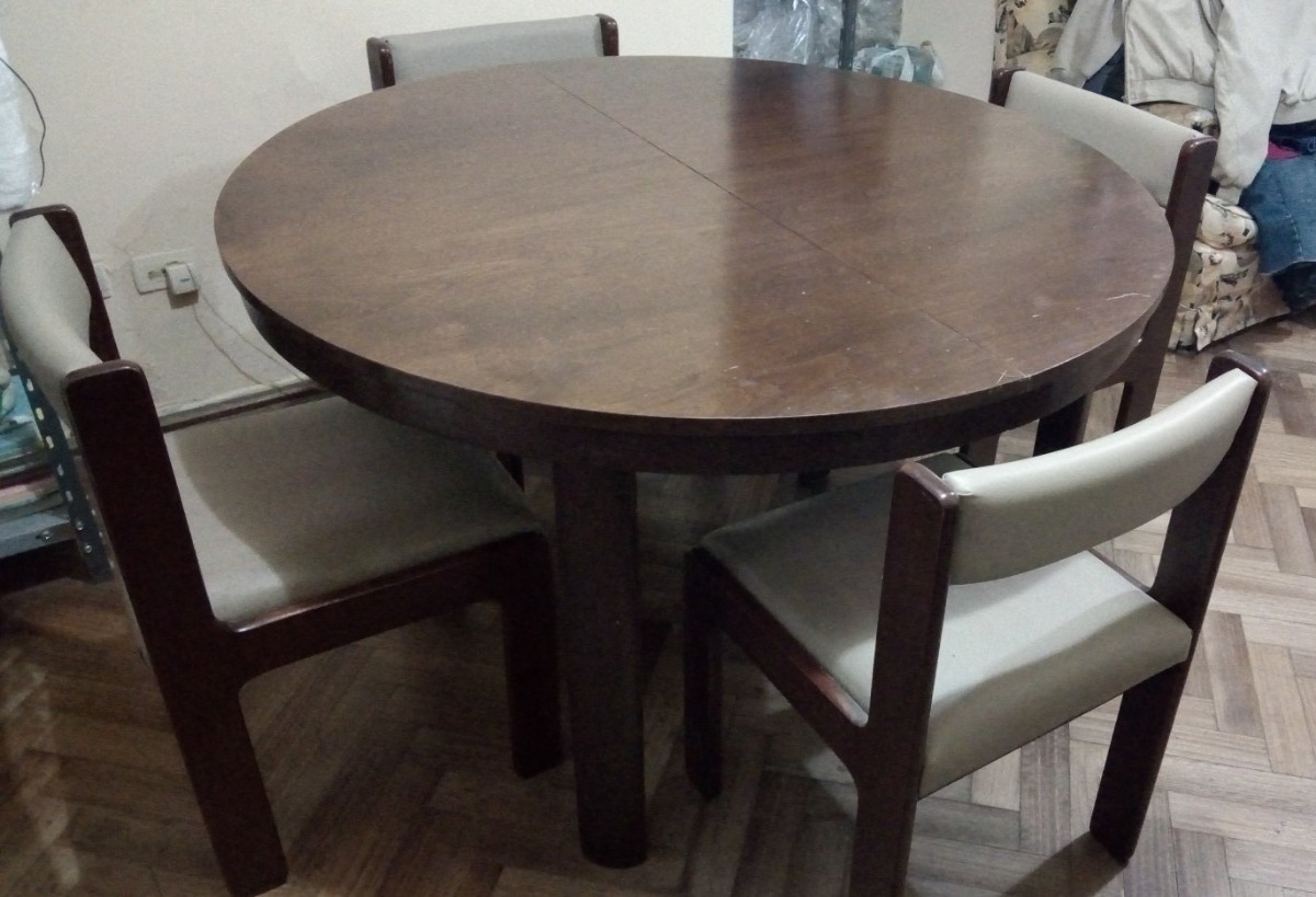 Mesa Redonda De Madera Extensible Con 4 Sillas Comedor - $ 4.700,00 ... Mesa Redonda De Madera Extensible Con 4 Sillas Comedor - $ 4.700,00 ...